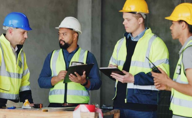 Group of Property Management Technicians Working During Inclement Weather