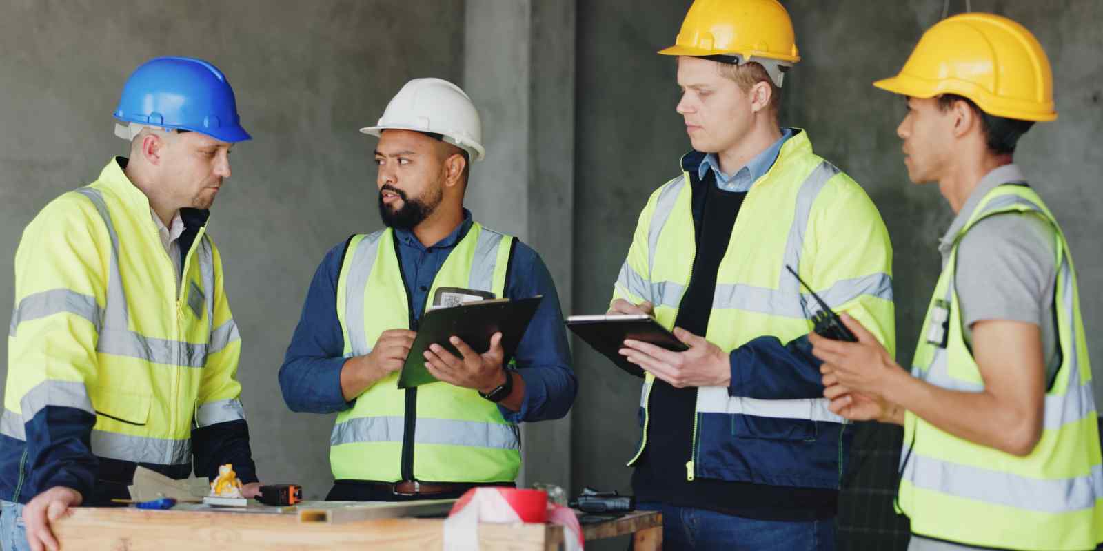 Group of Property Management Technicians Working During Inclement Weather