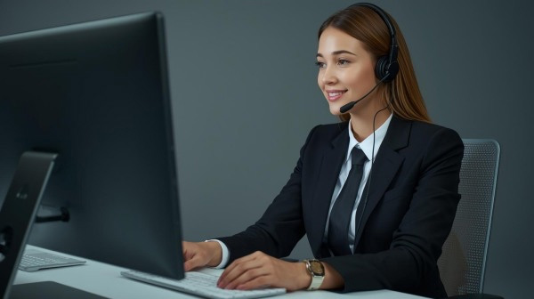 staffing agent working on laptop
