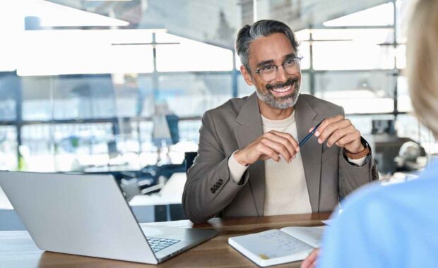 Smiling Employment Services HR Having Interview of A Candidate