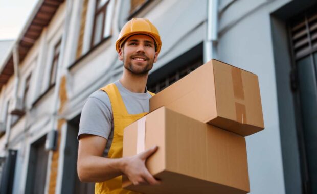 Professional Leasing Personnel Carrying Boxes while Resident Move-In Work