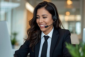 Leasing consultant with headset