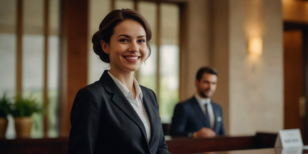 Happy Concierge Personnel with Management Expertise