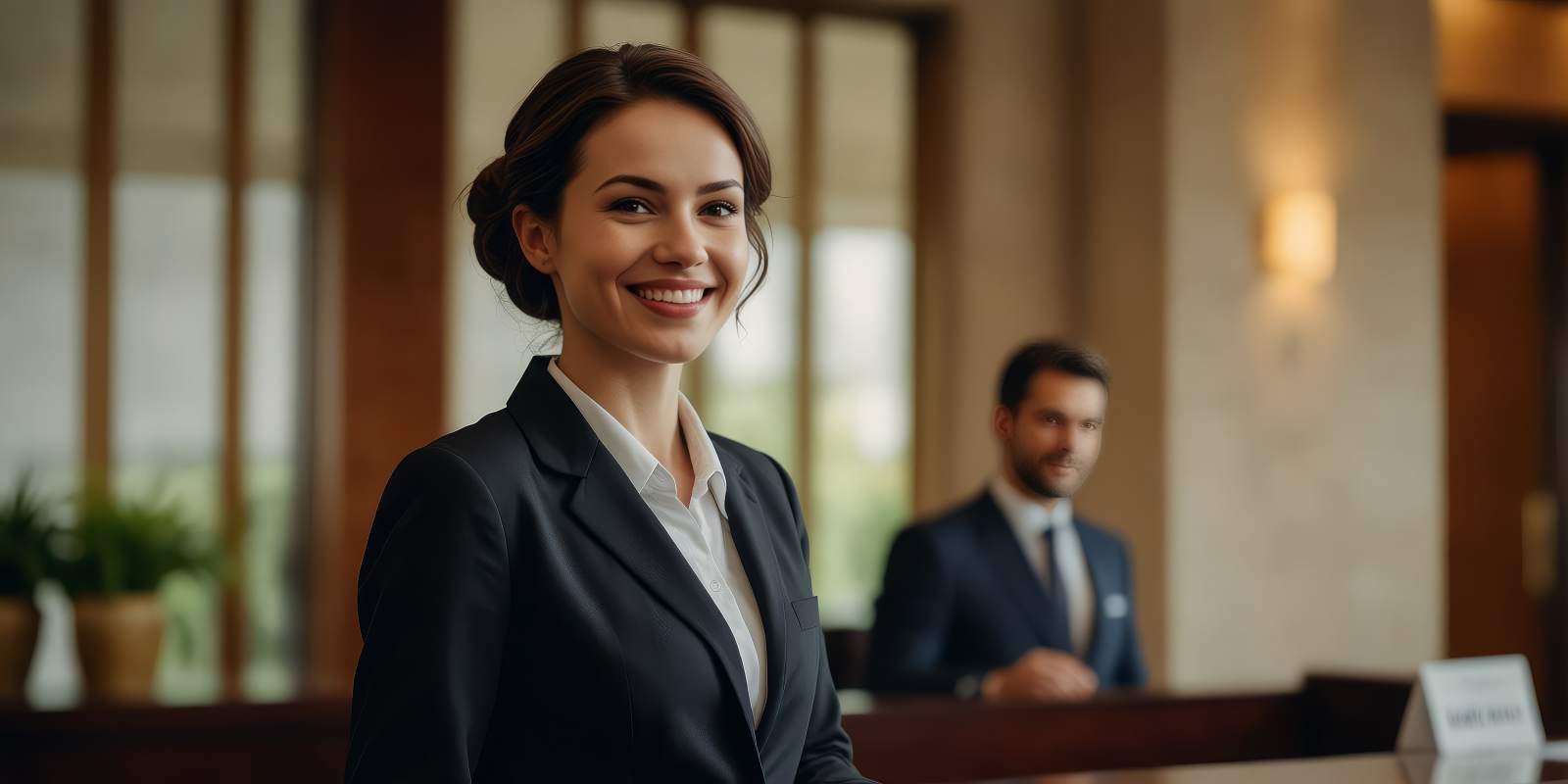 Happy Concierge Personnel with Management Expertise