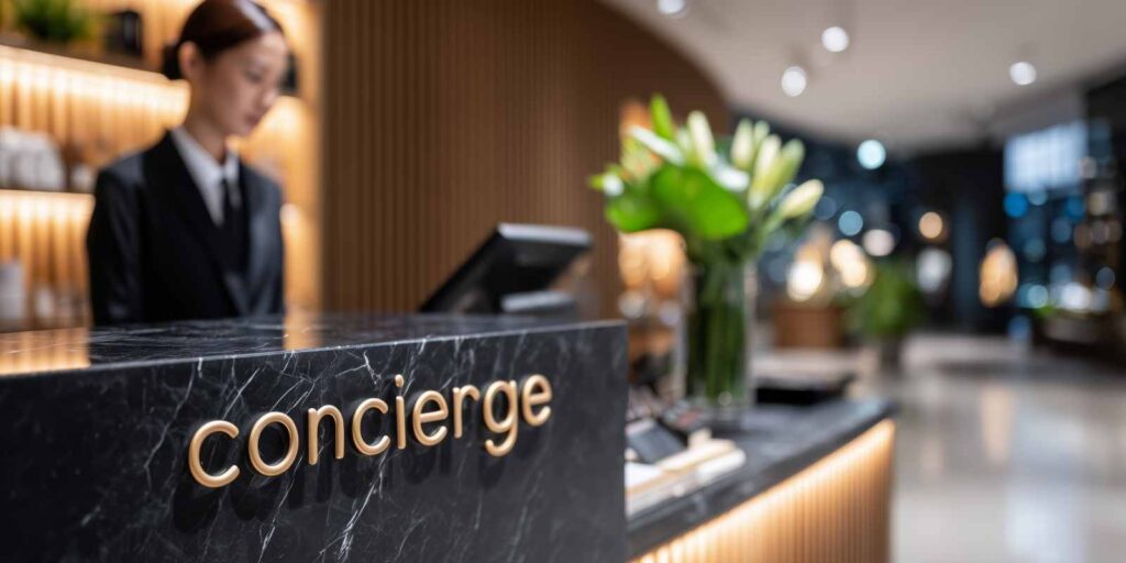 Concierge Desk with Staff in A High-End Building