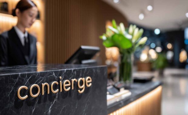 Concierge Desk with Staff in A High-End Building
