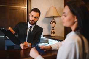 Male Concierge Helping Guest Checking In