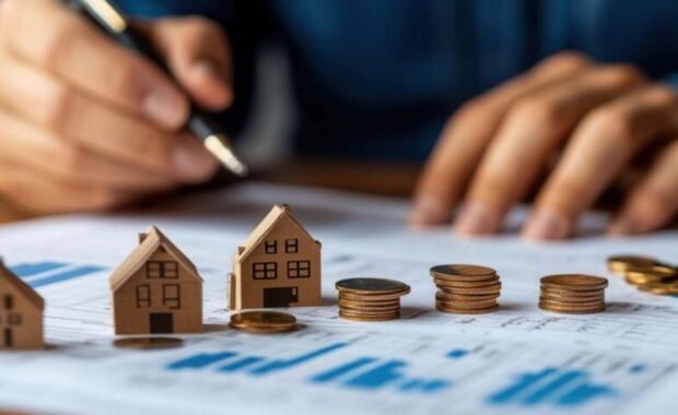 Owner Reviewing Property Management Turnover Charts with Coins Over Them
