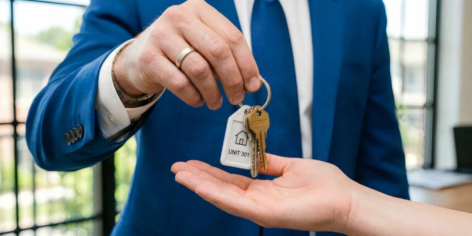Residential Property Manager Giving House Keys to Client